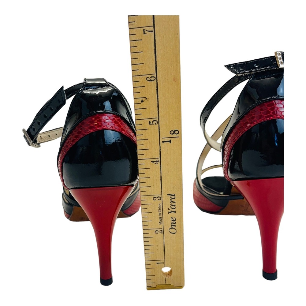 Mr Tango Shoes Women Size 5 Black Red Snake Skin Open Toe High Heels Dance Shoes - Picture 13 of 15